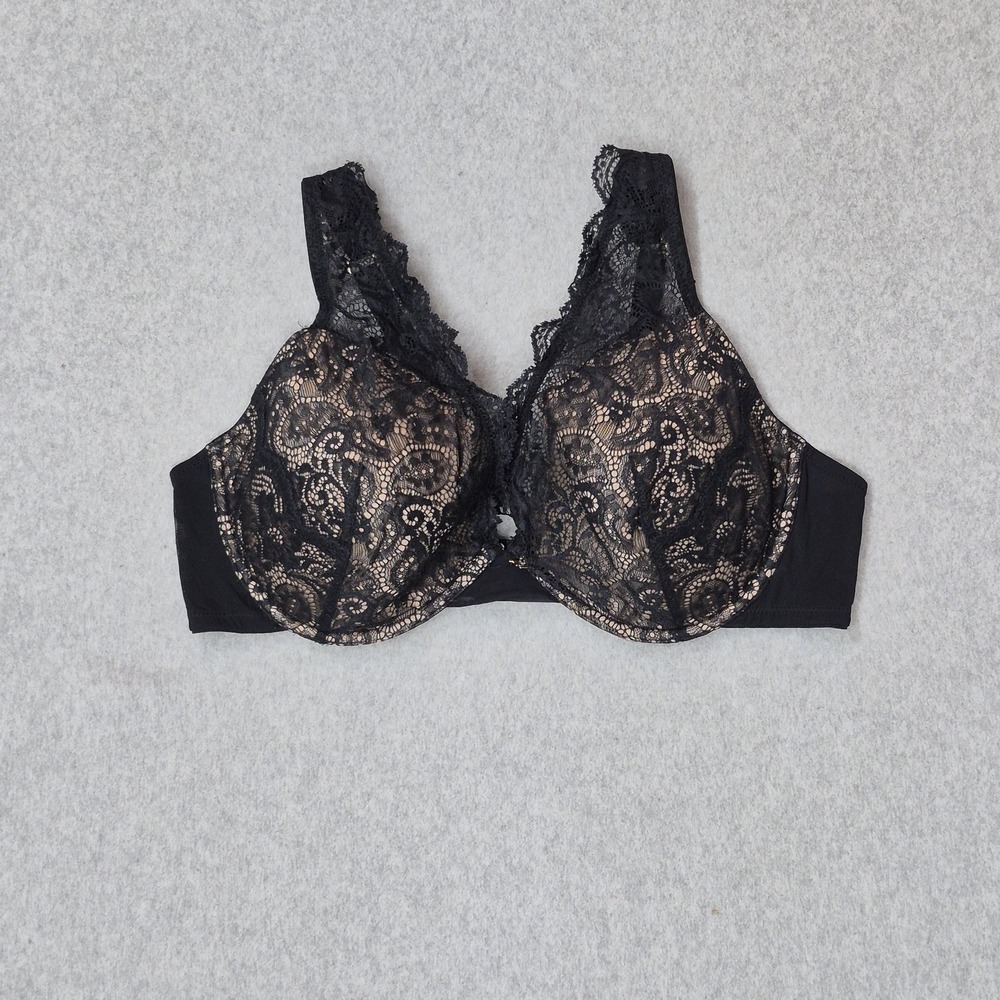 Thirdlove Women Bra 38D Black Floral 24/7 Lace Contour Plunge Lightly Lined